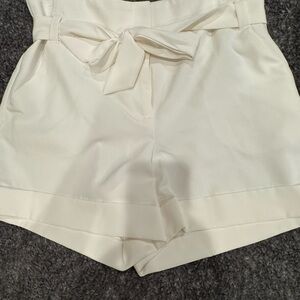 Cooper & Ella Cream High Waist Shorts with Tie Detail